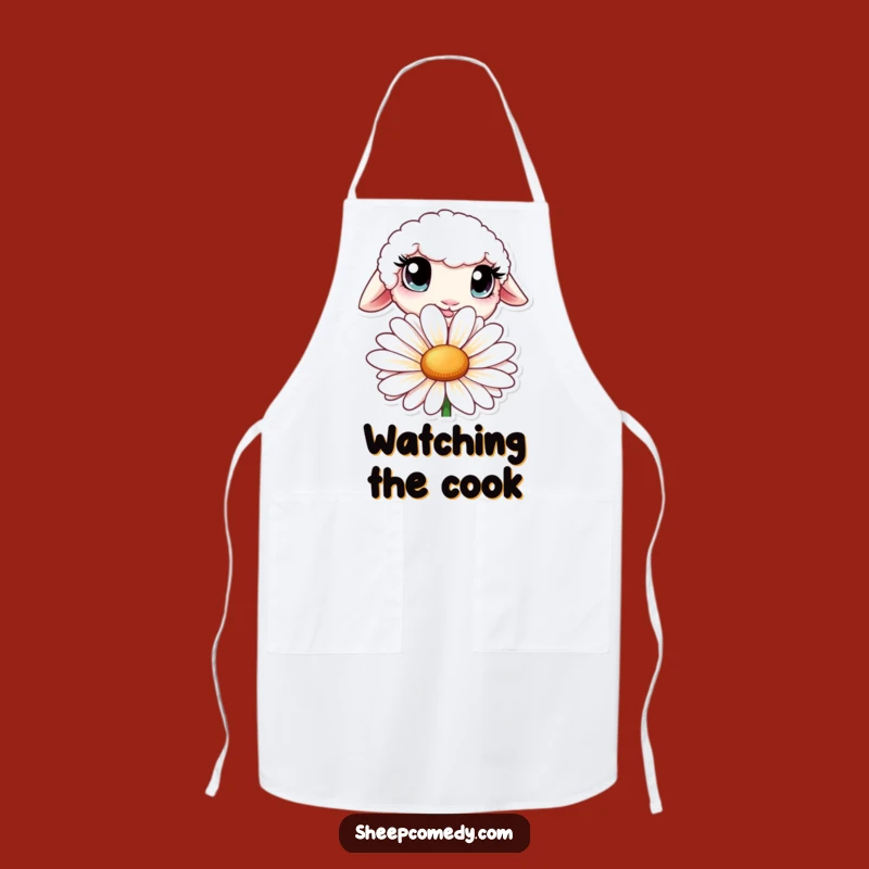 Funny Curious Sheep Apron - Big Eyed Daisy Peeker, Kitchen Gift