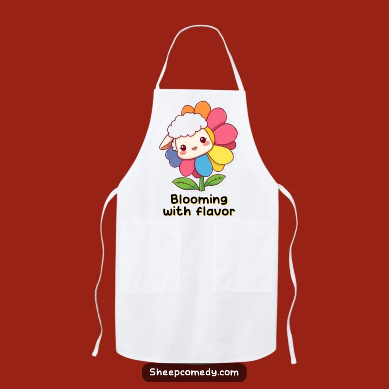 Funny Sheep Flower Apron: Cook with Hilarious Curiosity & Flair!