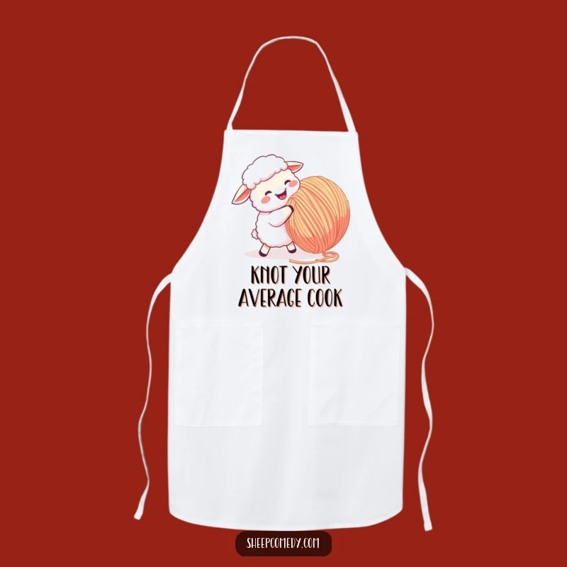 Funny Sheep Yarn Ball Butting Apron: Kitchen Fun for Crafters