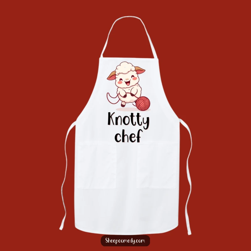 Funny Sheep Yarn Chase Apron: Kitchen Playtime, Cheerful Chef's Wear