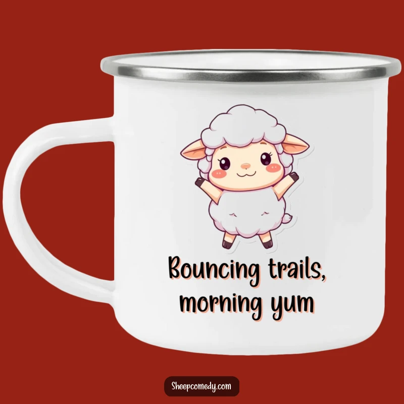 Adventure Bounce Sheep Camping Mug: Sip with Cheer, A Perfect Funny Gift