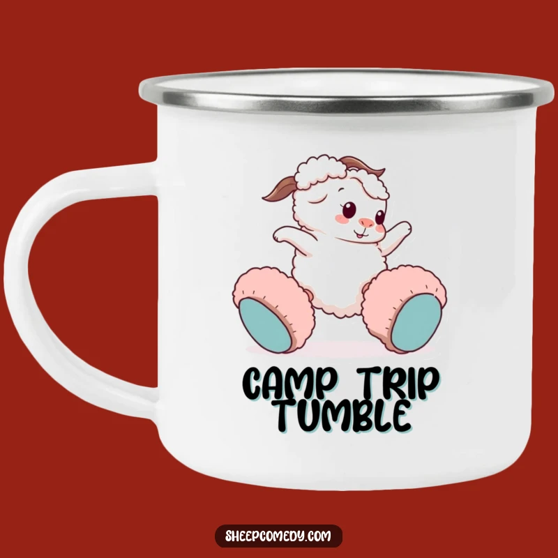 Funny Sheep Tripping Camping Mug: Adventure Sheep's Comedic Camp Gift