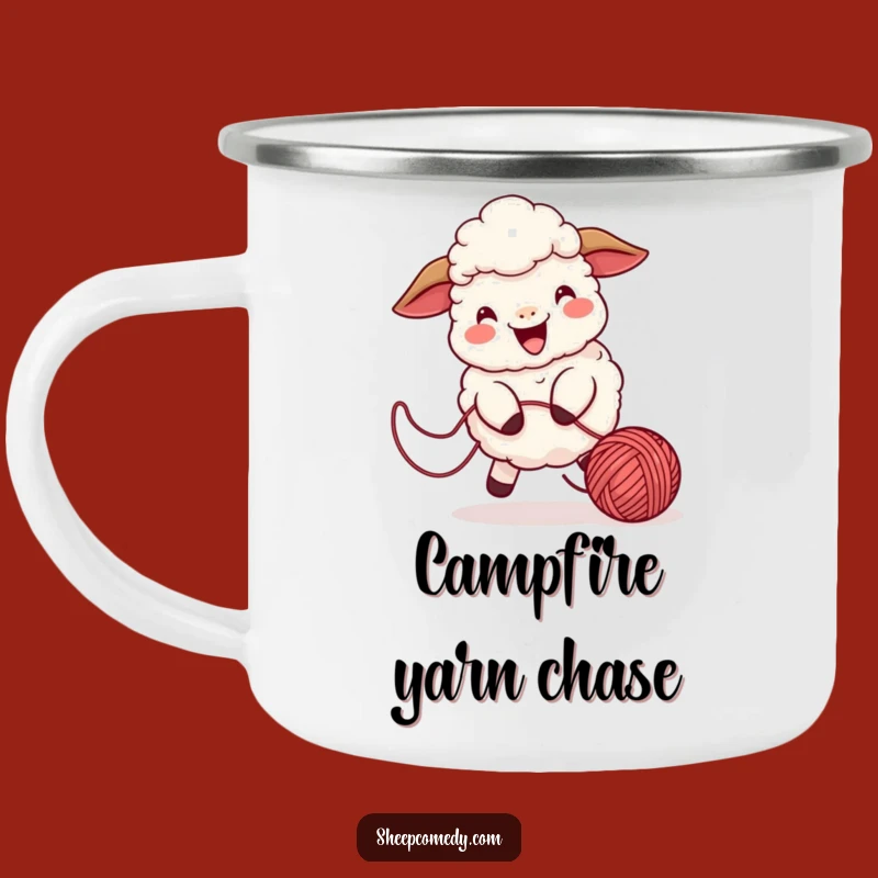 Funny Sheep Yarn Chase Camping Mug: Outdoor Play, Cheerful Adventure Companion