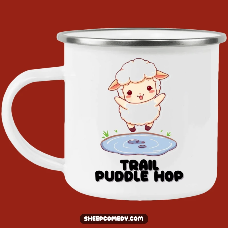 Funny Jumping Sheep Camping Mug - Durable Woolly Enamel Cup, Farm Gift