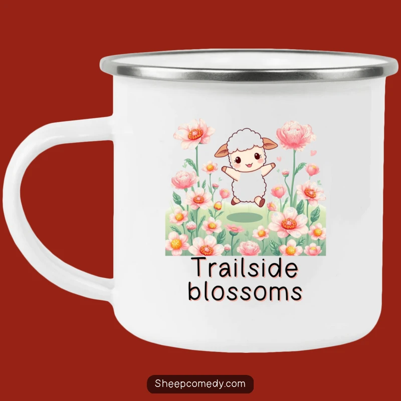 Funny Sheep Flower Skip Camping Mug: Outdoor Sheep's Blooming Camp Gift