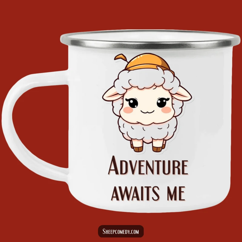 Funny Sheep Hat Camping Mug: Mischievous Wink, Playful Outdoor Gift