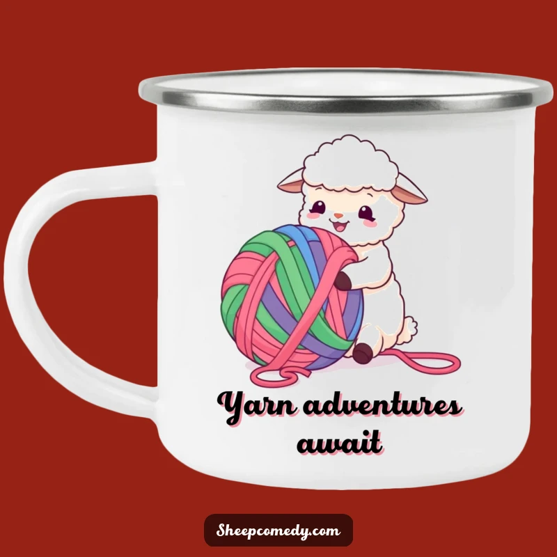 Funny Sheep Yarn Camping Mug: Enjoy Campfires with Hilarious Yarn Adventures!