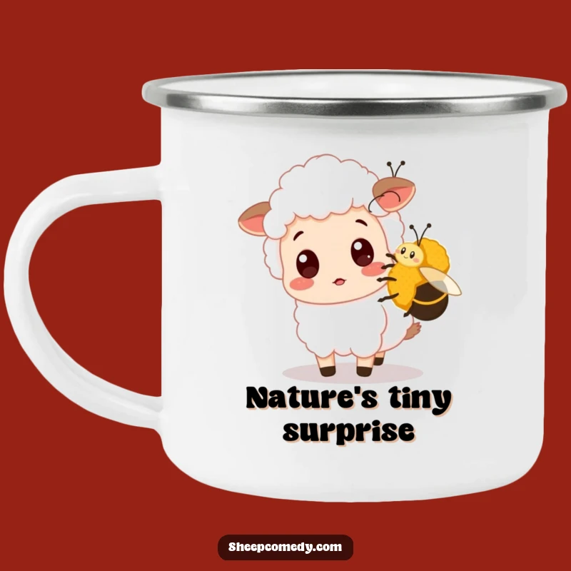 Funny Surprised Sheep Camp Mug - Unexpected Joyful Encounters