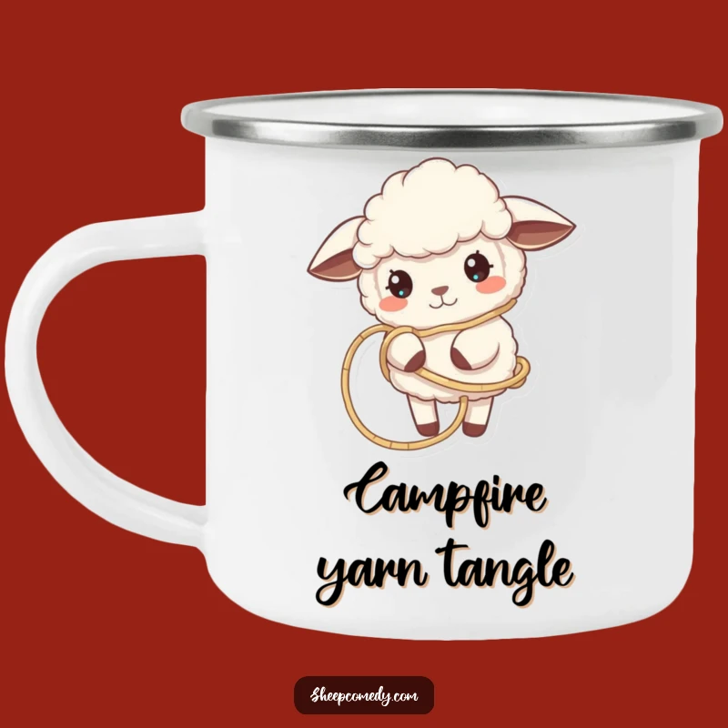 Funny Tangled Sheep Camp Mug - Cozy Crafting Adventures