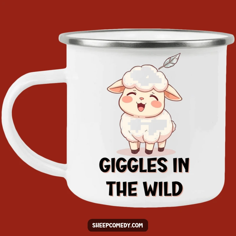 Funny Sheep Tickle Camping Mug: Durable Giggling Sheep Enamel Mug, Perfect Outdoor Gift
