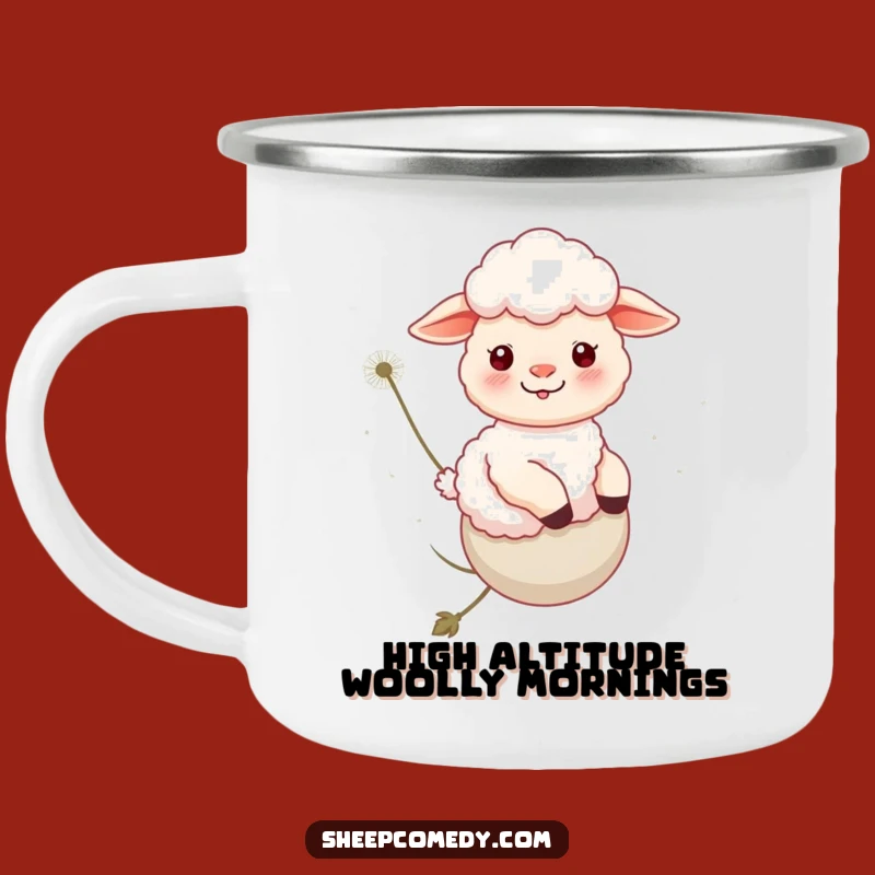 Funny Sheep Dandelion Ride Camping Mug: Adventure Fuel with Humor