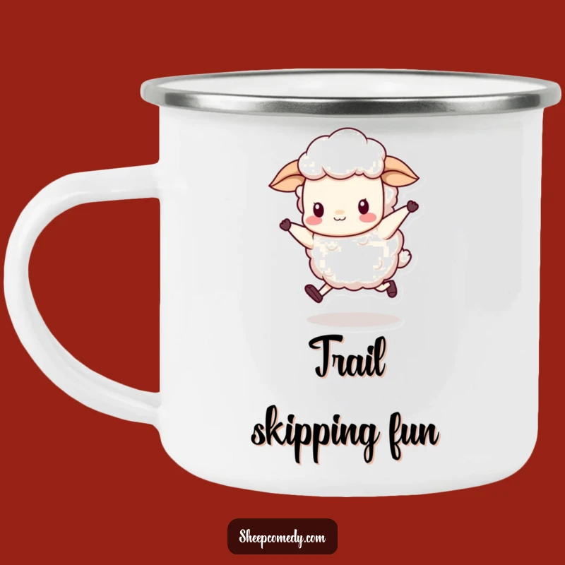 Joyful Sheep Skip Camping Mug: Adventure with a Funny Hop!