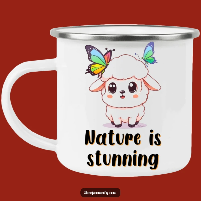 Funny Surprised Sheep Camping Mug: Your Enchanting Trail Buddy's Gift