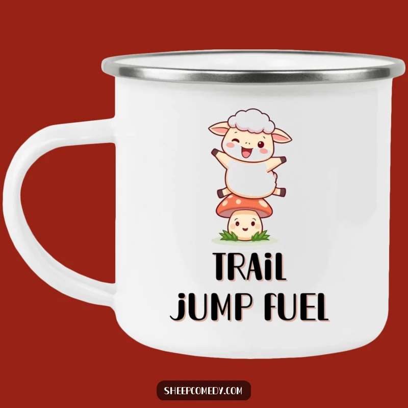 Funny Leaping Sheep Camping Mug: Adventure Brews with Magic