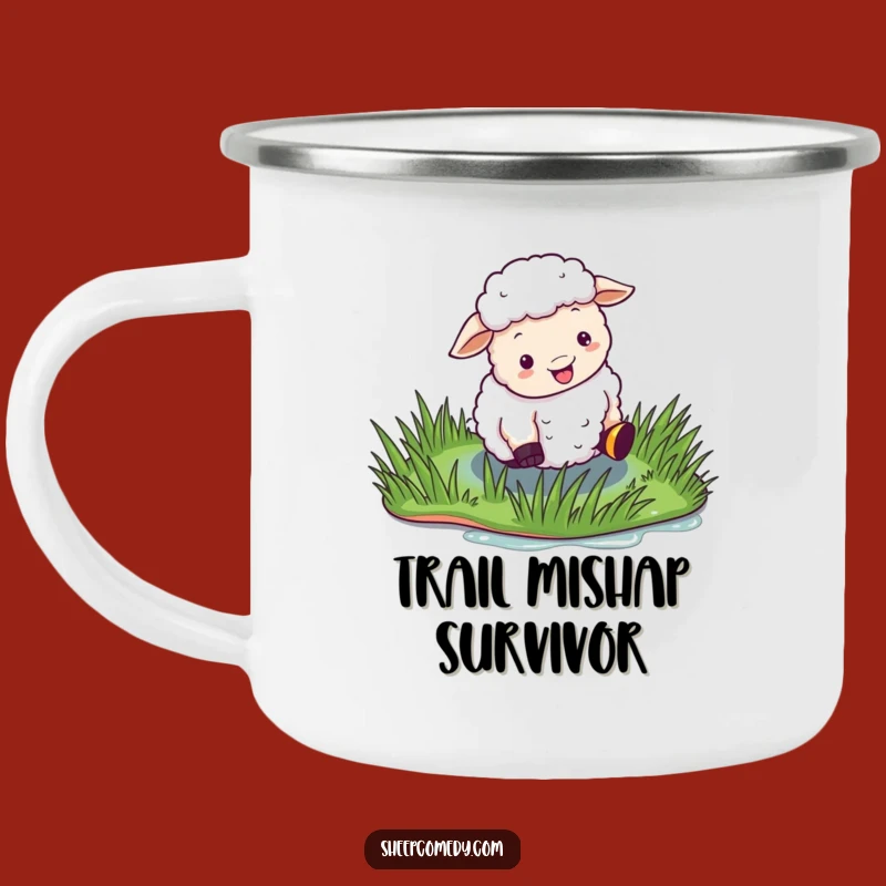 Funny Sheep Slip Camping Mug: Enjoy Outdoors with Hilarious Oops Moments!