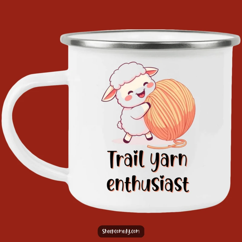 Funny Sheep Yarn Ball Butting Camping Mug: Adventure Fuel with Fiber Fun
