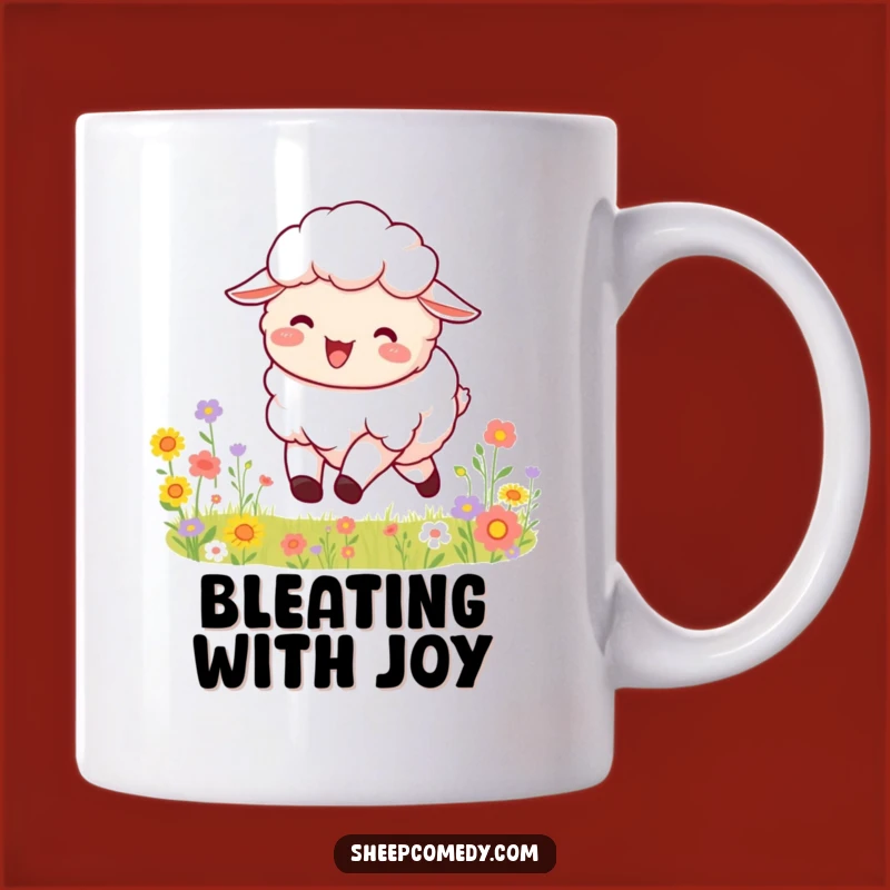 Funny Sheep Flower Mug: Joyful Bleating and Bounding, Whimsical Funny Gift