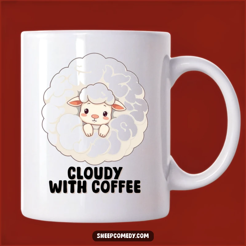Funny Sheep Cloud Peek Mug: Curious Sheep's Sky Surprise Gift