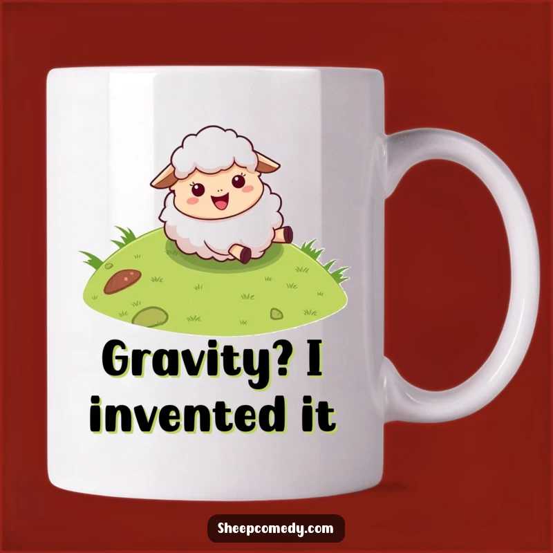 Funny Rolling Sheep Mug: Joyful Fluffy Character Rolling Down Hill, Perfect Gift