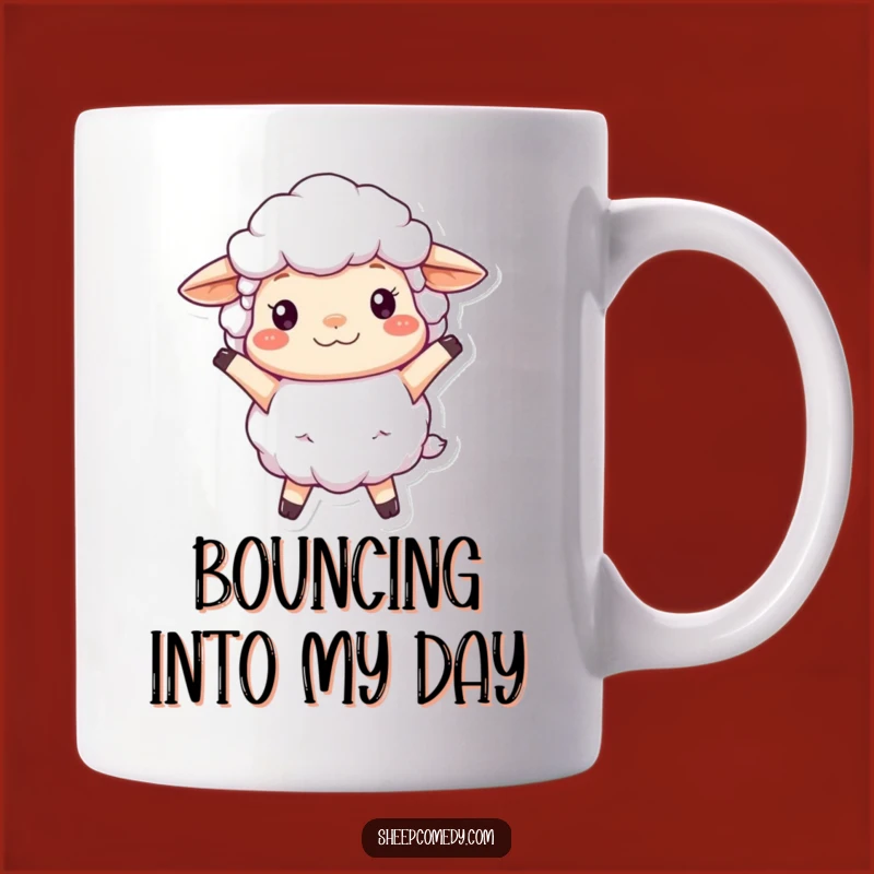 Funny Sheep Bounce Mug: Cheerful Woolly Fun, Perfect Funny Gift for Sheep Lovers