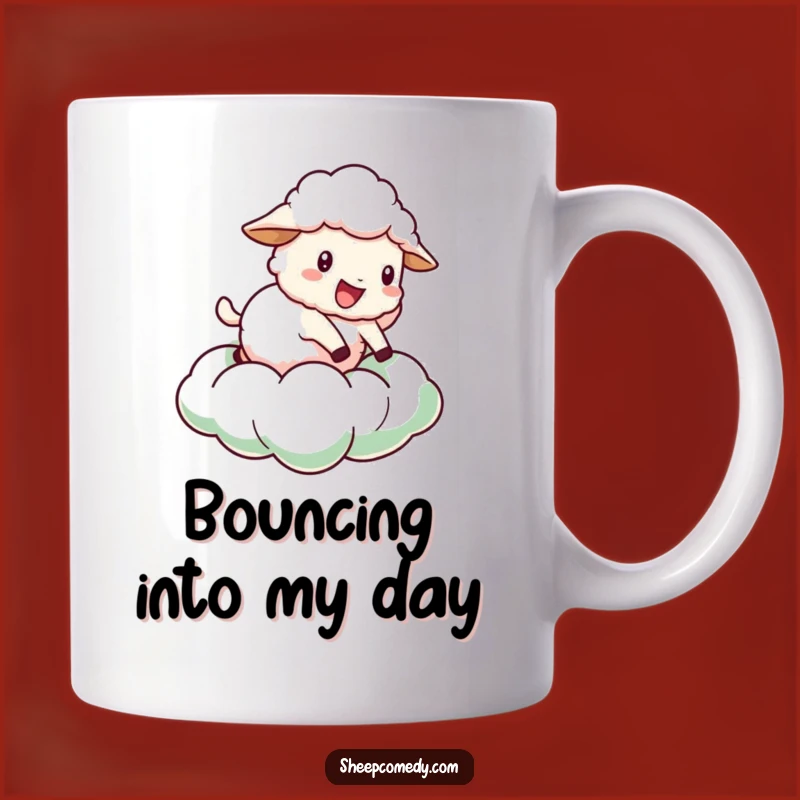 Funny Sheep Cloud Mug: Joyful Bouncing Sheep, Whimsical Dream Gift for Her