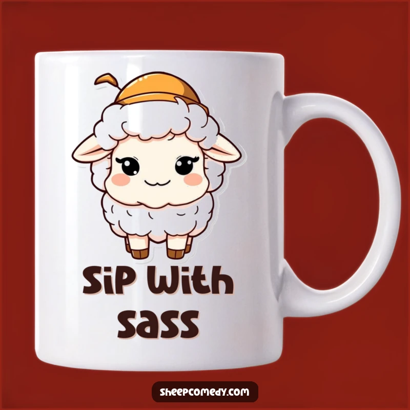 Funny Sheep Hat Mug: Mischievous Wink, Playful Funny Gift