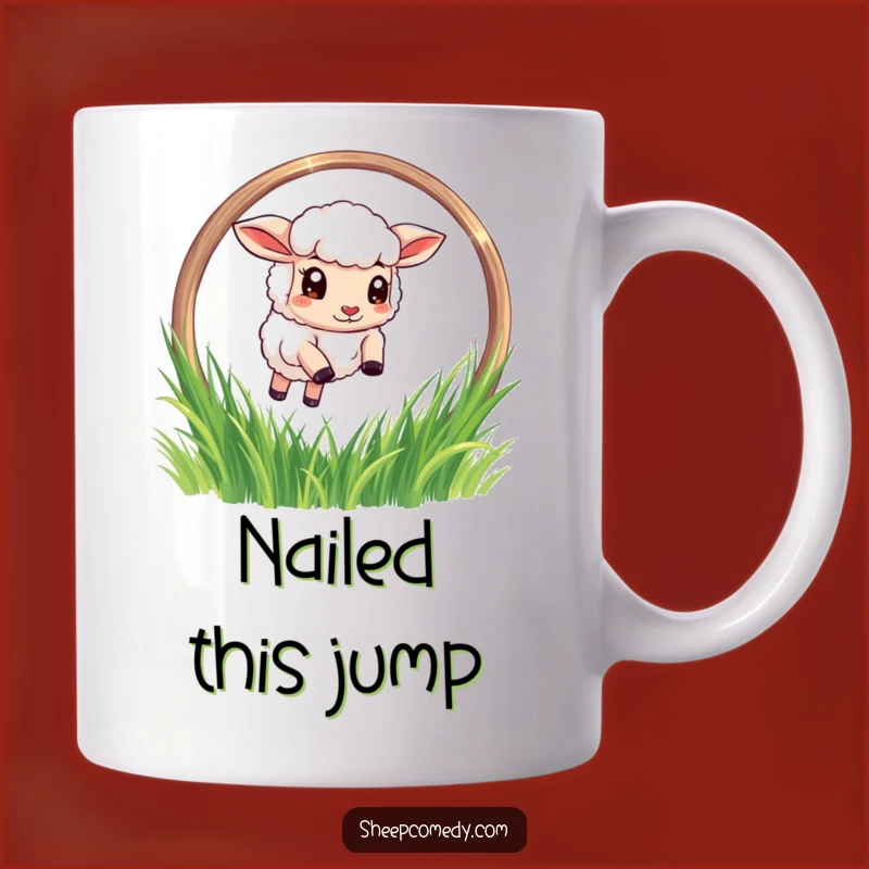 Funny Sheep Leaping Hoop Mug - Hilarious Farm Animal Gift for Sheep Lovers