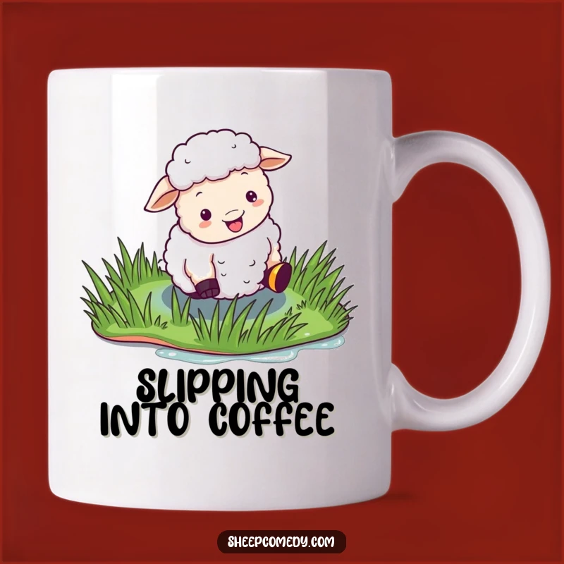 Funny Sheep Slip Mug: A Hilarious Oops Moment Gift for Clumsy Friends!
