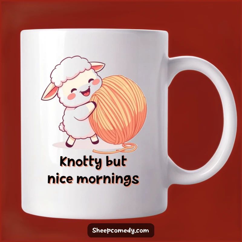 Funny Sheep Yarn Ball Butting Mug: Hilarious Gift for Knitters & Sheep Lovers