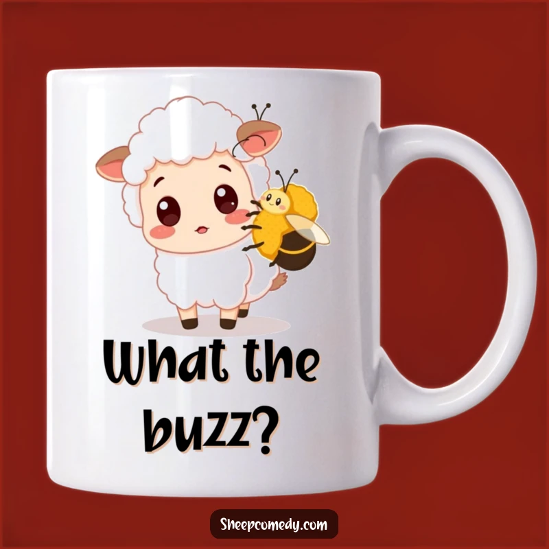 Funny Surprised Sheep Bee Mug - Unexpected Encounter Dog Lover Gift