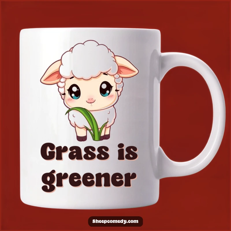 Funny Innocent Sheep Mug: Tasty Grass Delight, Simple Pleasures Funny Gift