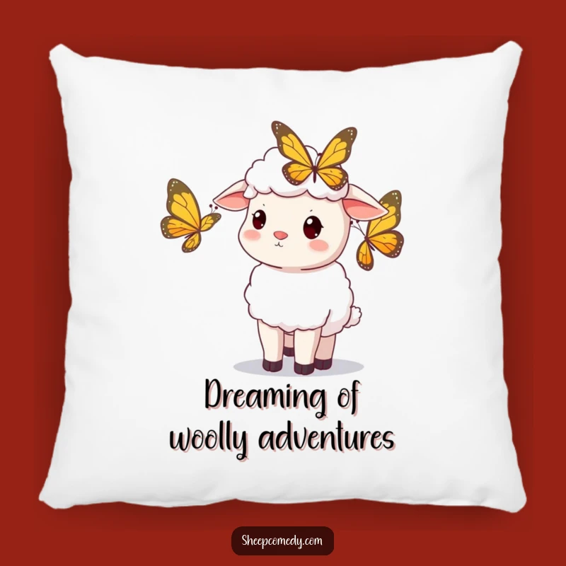 Funny Sheep Butterfly Pillow: Cozy Comfort & Curious Charm for Your Home!