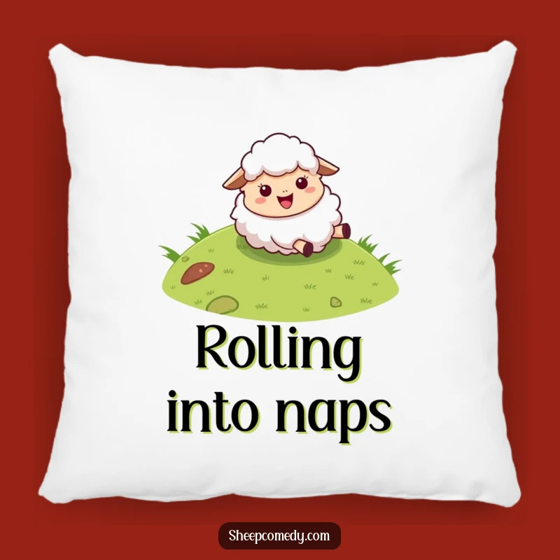 Funny Sheep Pillow: Fluffy Character Rolling Down Hill Comfort, Cozy Laugh