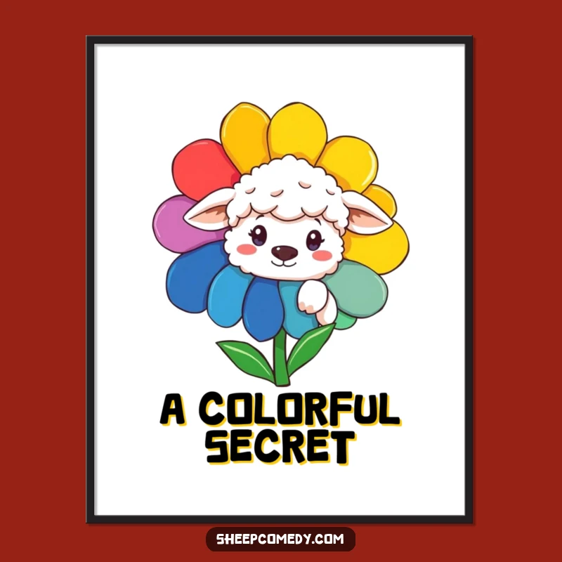 Funny Sheep Peeking Flower Print: Instant Whimsy & Hilarious Decor