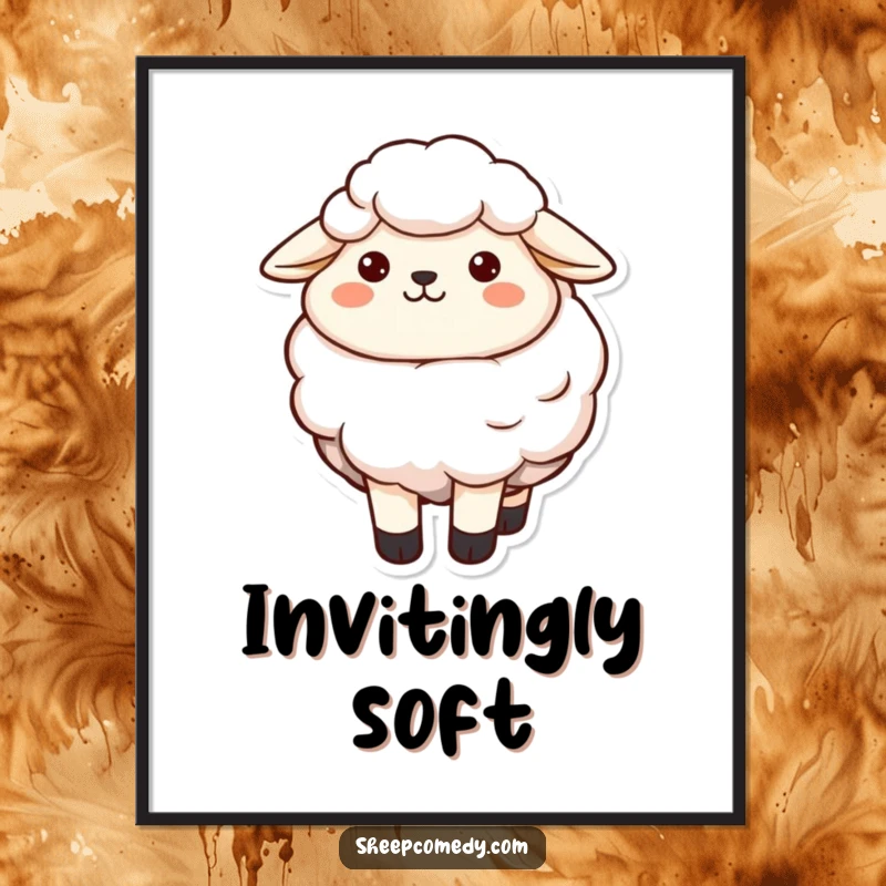 Funny sheep character with a contented smile and soft wool, perfect for digital art prints.