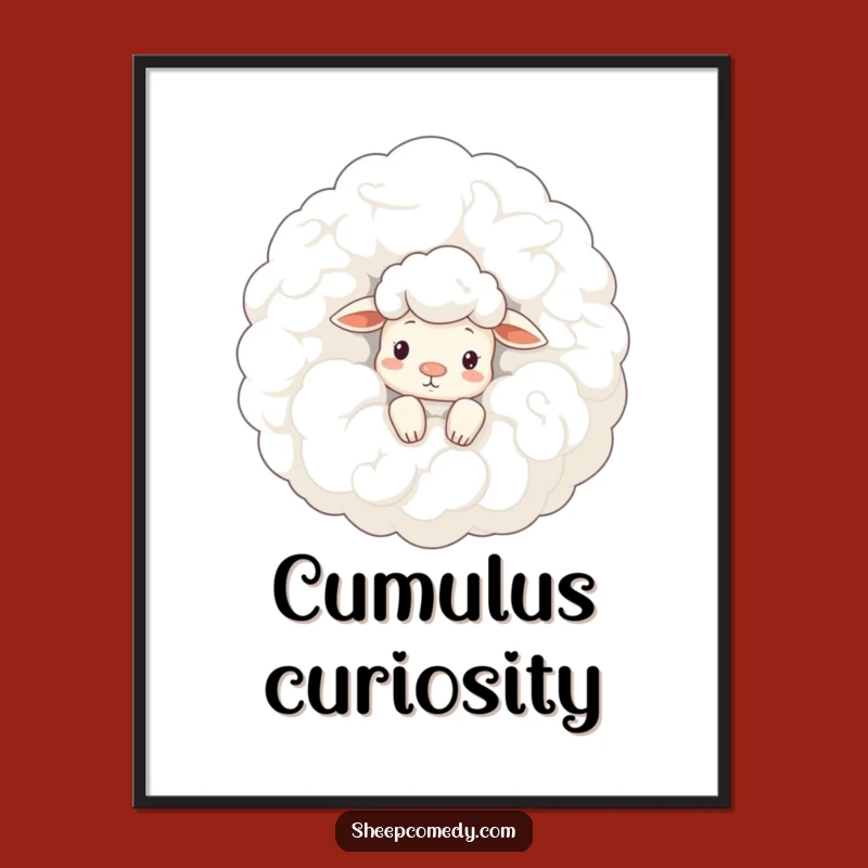 Funny Sheep Cloud Peek Print: Whimsical Sheep's Sky Art Gift