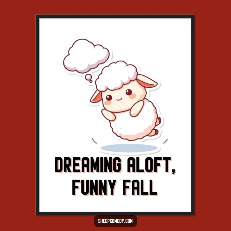 Digital Art: Funny Sheep Tripping Print, Dreamer Decor, Perfect Funny Gift