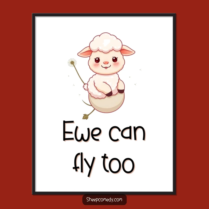 Funny Sheep Dandelion Ride Digital Print: Instant Whimsical Decor