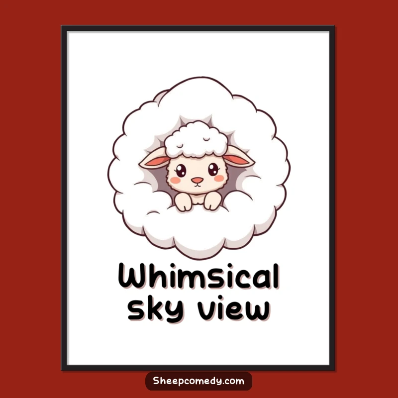 Funny Cloud Sheep Digital Art: Instant Dreamy Cheer