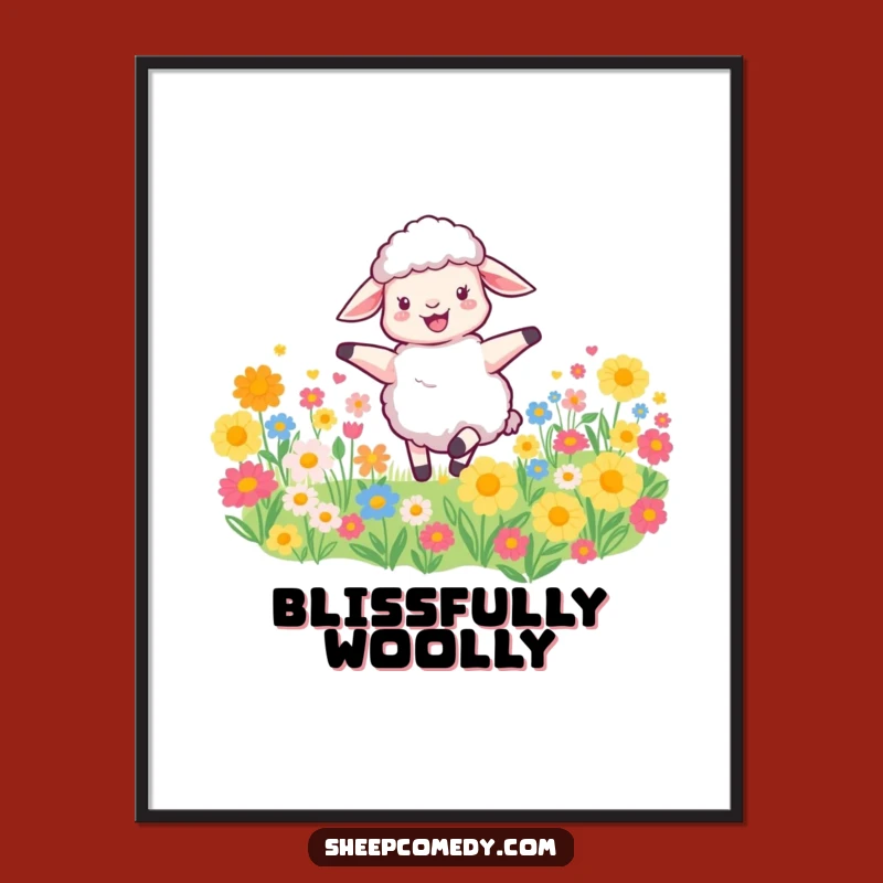 Funny Joyful Sheep Digital Art - Instant Download for Flower Lovers
