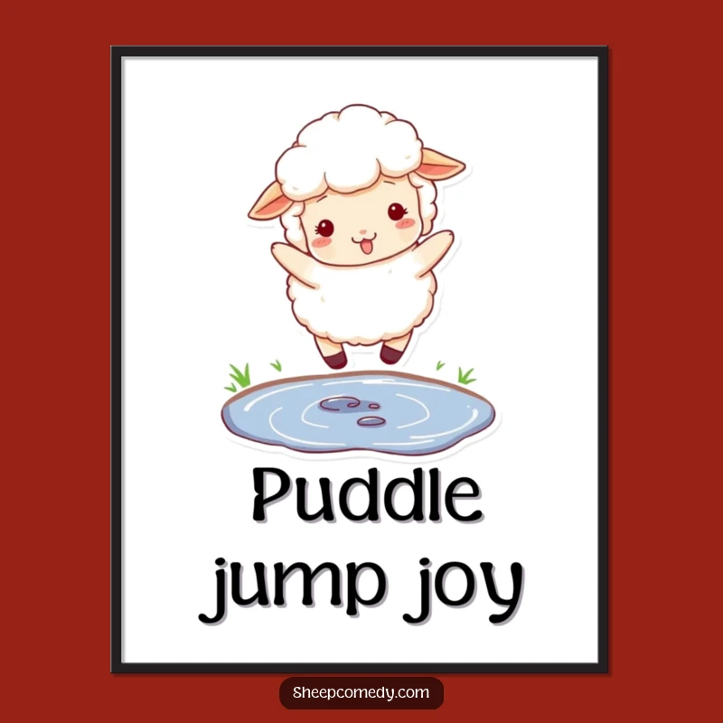 Funny Jumping Sheep Digital Print - Instant Fluffy Art Download, Gift