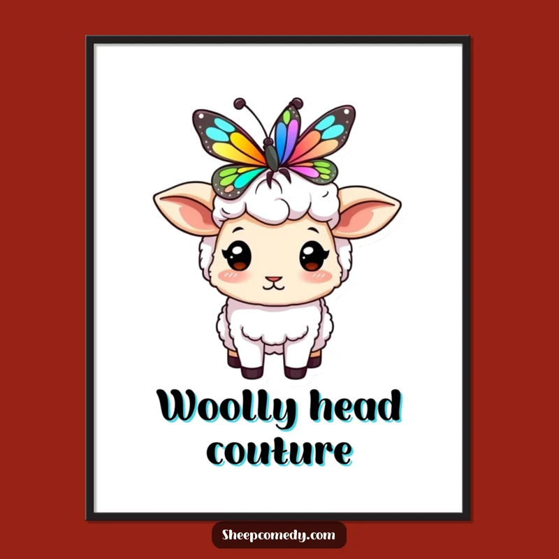 Funny Sheep Butterfly Digital Art: Balancing Act Print, Instant Whimsy