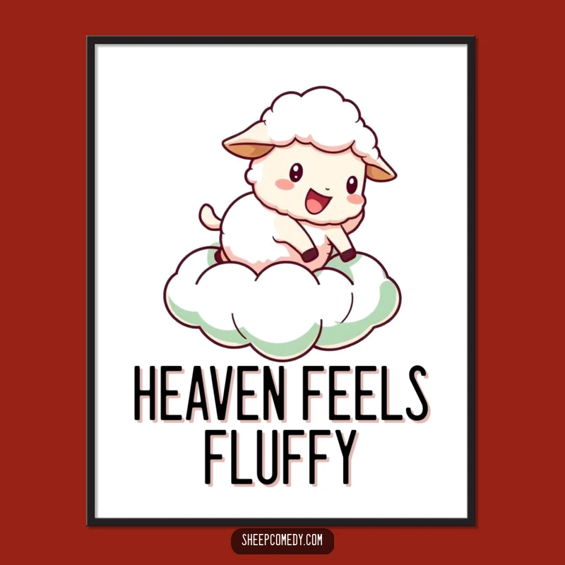 Funny Sheep Cloud Digital Art: Bouncing Sheep Print, Instant Whimsical Gift