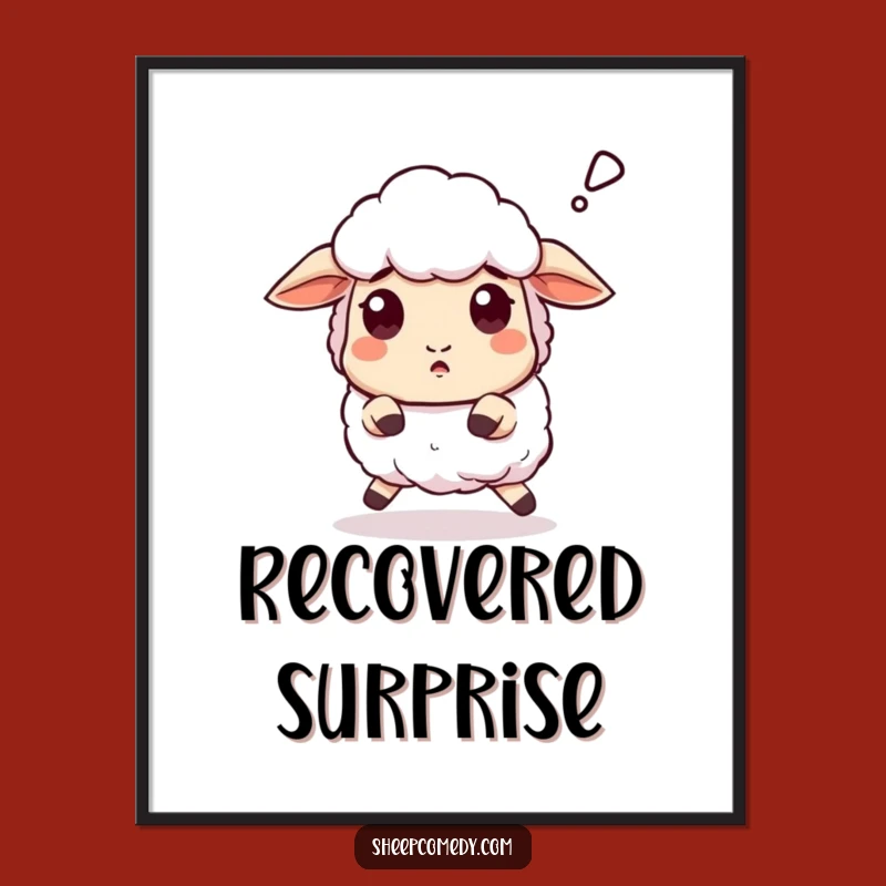 Funny Sheep Digital Art - Whimsical Stumble & Surprise 'Baaa' Print