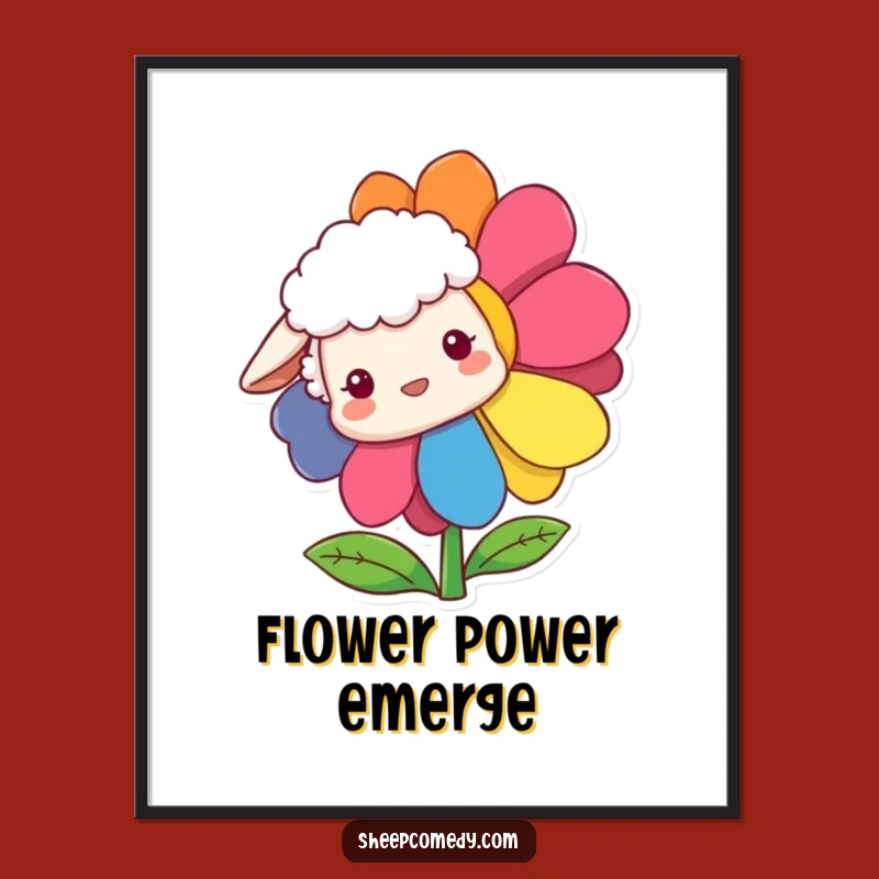 Funny Sheep Flower Art Print: Decorate with Hilarious Curiosity & Color!