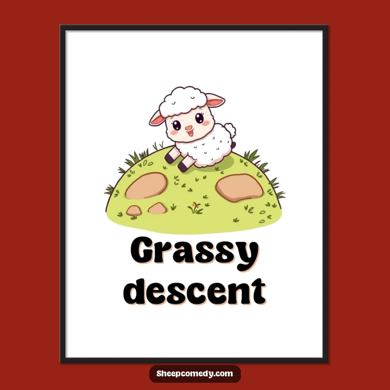 Funny Sheep Hill Slide Digital Art: Instant Whimsical Wall Decor