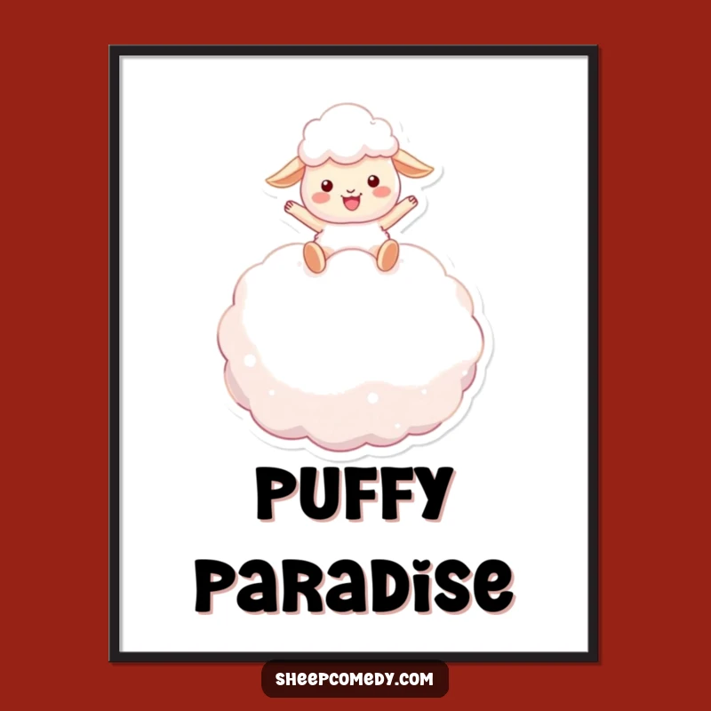 Funny Sheep Marshmallow Bounce Print: Whimsical Sheep's Joyful Art Gift