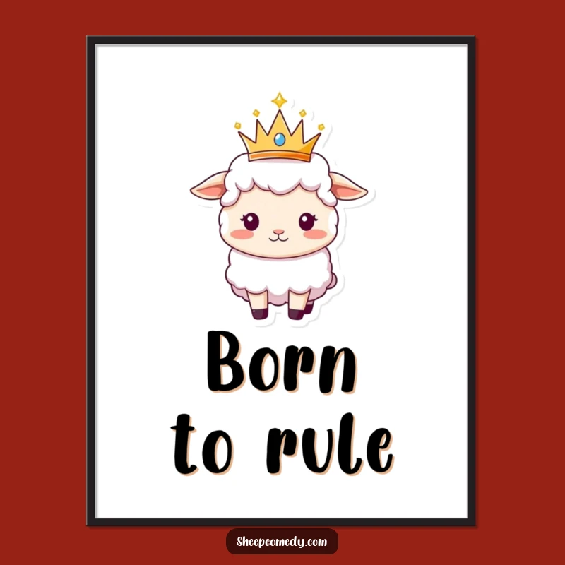 Funny Sheep Queen Digital Art - Humorous Royal Artwork & Downloadable Gift for Sheep Fans!