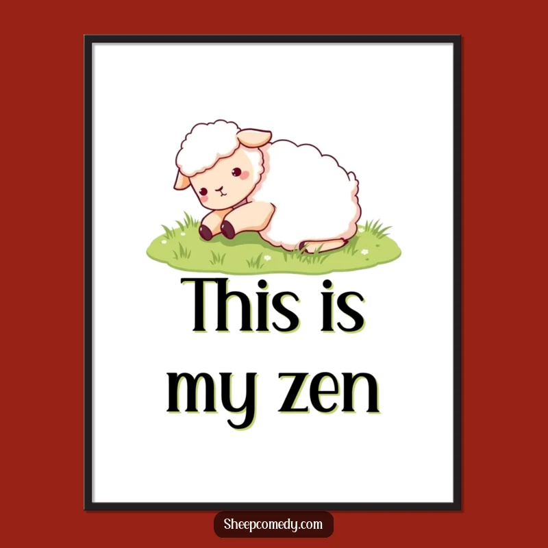 Funny Sheep Rolling in Grass Digital Art: Joyful Sheep Print, Perfect Funny Gift for Instant Decor