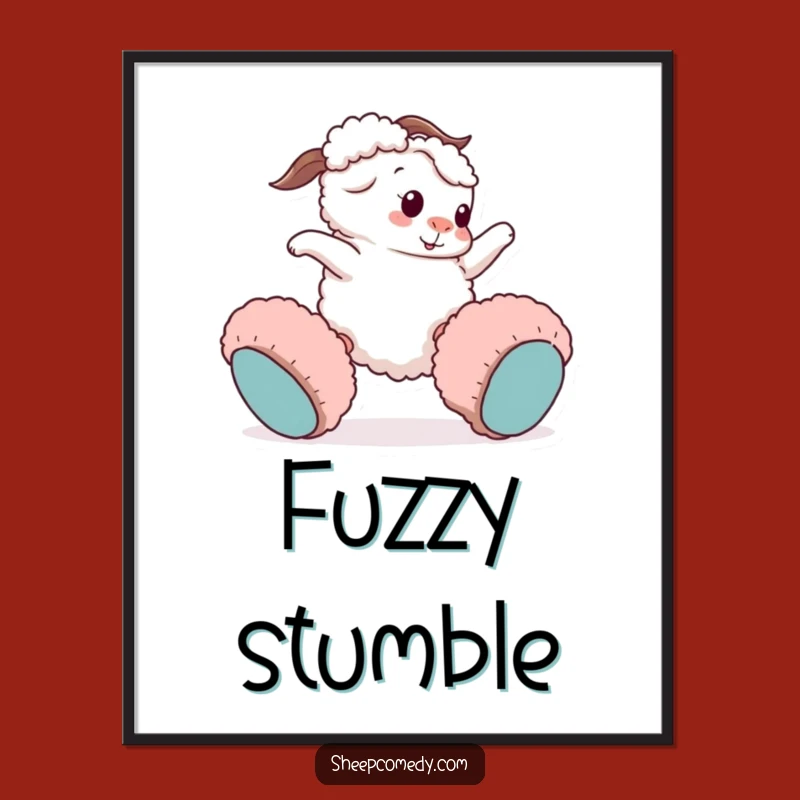 Funny Sheep Tripping Print: Comedic Sheep's Humorous Art Gift